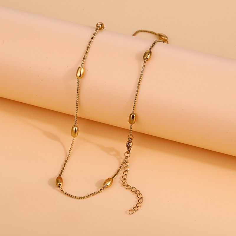 Unisex Beaded Stainless Steel Necklace, Exquisite Choker